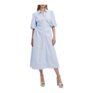 Bardot Light Blue Striped Midi Dress